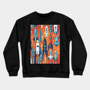 Rocketship Rendezvous: Cartoon Spaceship Spectacle Crewneck Sweatshirt